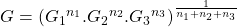 G = ({G}_{1}{}^{{n}_{1}} . {G}_{2}{}^{{n}_{2}} . {G}_{3}{}^{{n}_{3}}{)}^{\frac{1}{{n}_{1} + {n}_{2} + {n}_{3}}}